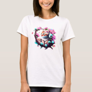 Schattige Flower Cat Acryl T-shirt