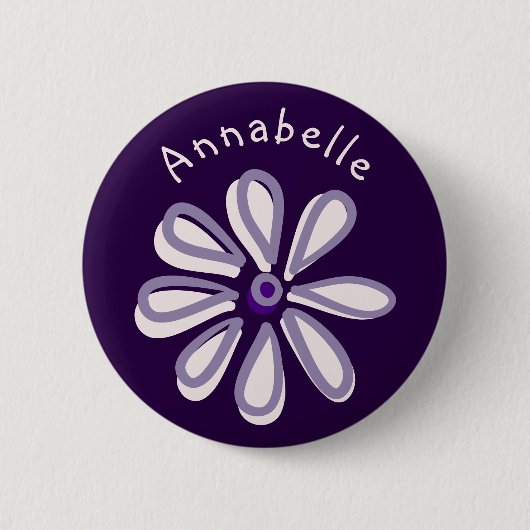 Schattige Flower Doodle Jouw naam Ronde Button 5,7 Cm (Voorkant)