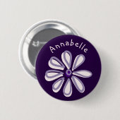 Schattige Flower Doodle Jouw naam Ronde Button 5,7 Cm (Voorkant /achterkant)