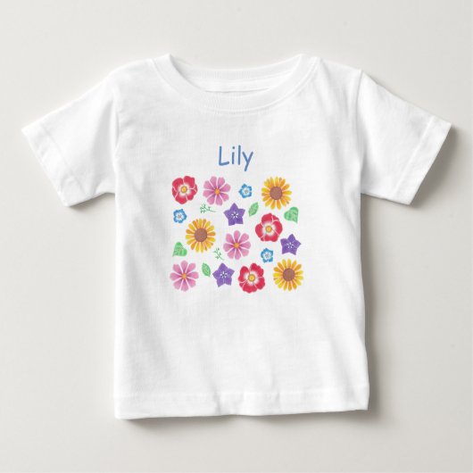 Schattige Flower Garden Soft Colours Baby T-shirt (Voorkant)