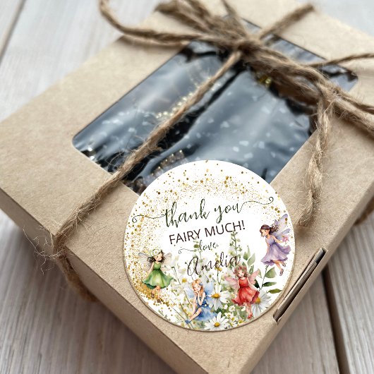 Schattige Flower Pixie Fairies Glitter Script Dank Ronde Sticker