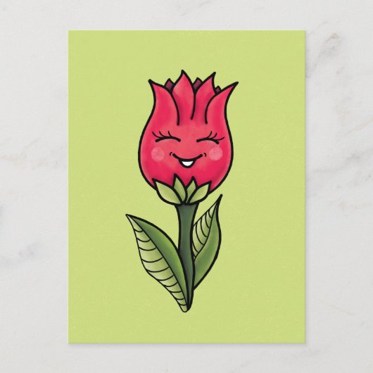 Schattige Flower Spring Cartoon Characteranket Briefkaart (Voorkant)