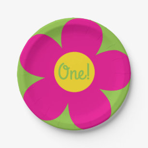 Schattige Flower Verjaardagsfeest Papieren Bordje