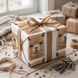 Schattige Fluffy Alpaca Dier Cadeaupapier