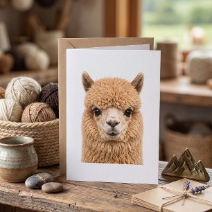 Schattige Fluffy Alpaca Dier Kaart