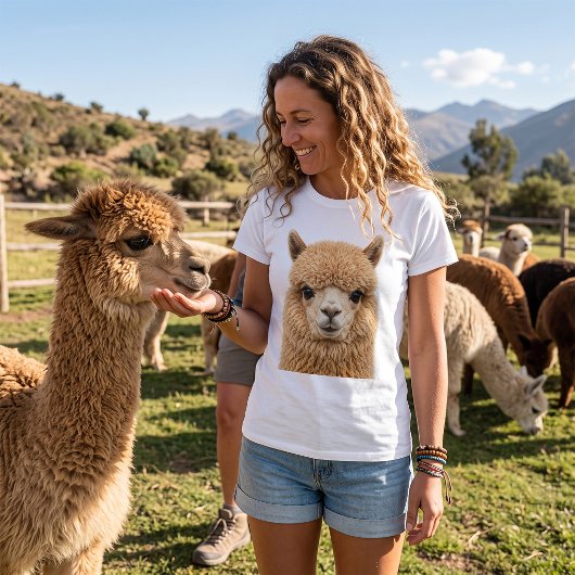 Schattige Fluffy Alpaca Dier T-shirt