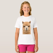 Schattige Fluffy Alpaca Dier T-shirt (Voorkant volledig)