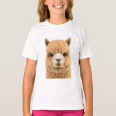Schattige Fluffy Alpaca Dier T-shirt (Voorkant)