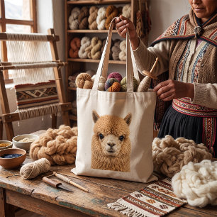 Schattige Fluffy Alpaca Dier Tote Bag