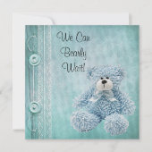 Schattige Fluffy Blue Teddy Baby shower Kaart (Voorkant)