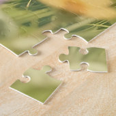 Schattige Fluffy Bunny Weide met Wilde Bloemen Legpuzzel (Zijkant)