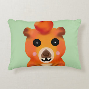 Schattige Fluffy Capybara met Sinaasappel Kawaii Accent Kussen