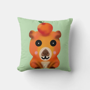 Schattige Fluffy Capybara met Sinaasappel Kawaii Kussen