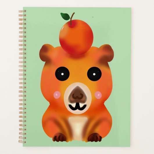 Schattige Fluffy Capybara met Sinaasappel | Kawaii Planner (Voorkant)