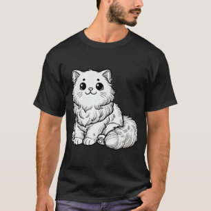 Schattige Fluffy Cat Zwart wit T-shirt