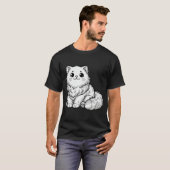 Schattige Fluffy Cat Zwart wit T-shirt (Voorkant volledig)