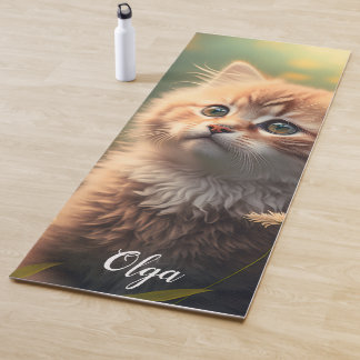Schattige Fluffy Ginger Kitten, Yogamat