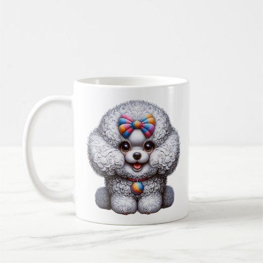 Schattige Fluffy Hond Kunst Koffiemok (Links)