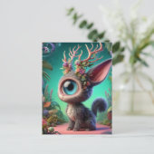 Schattige Fluffy Jackalope Bunny met één oog Briefkaart (Staand voorkant)