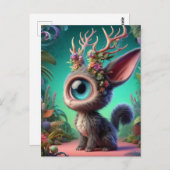 Schattige Fluffy Jackalope Bunny met één oog Briefkaart (Voorkant / Achterkant)