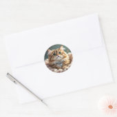 Schattige Fluffy Kat | Blank Ronde Sticker (Envelop)