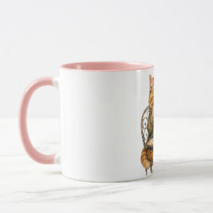 Schattige Fluffy Kat Drinkt Koffie Vintage Waterve Mok