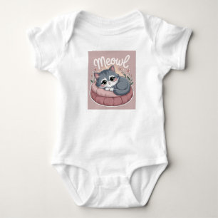 Schattige Fluffy Kitten Illustratie - Meow Romper