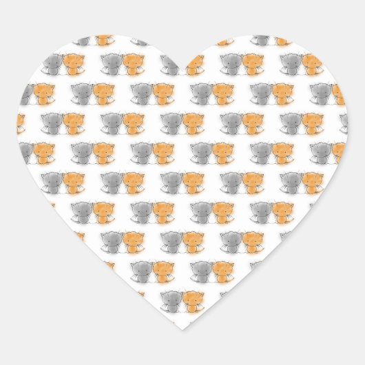 Schattige Fluffy Kittens Illustratie Cat Art Hart Sticker (Voorkant)