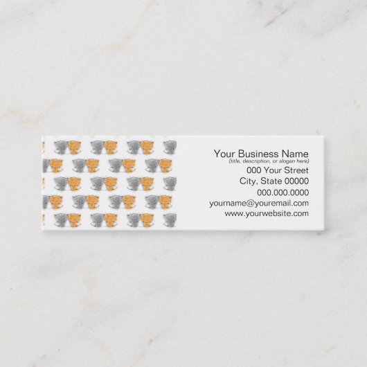 Schattige Fluffy Kittens Illustratie Cat Art Mini Visitekaartje (Voorkant)