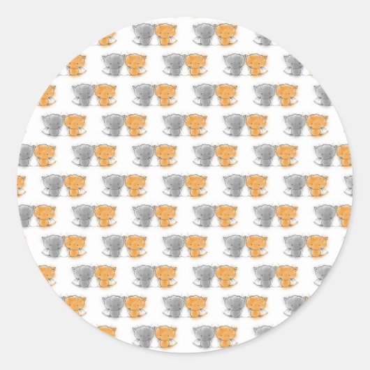 Schattige Fluffy Kittens Illustratie Cat Art Ronde Sticker (Voorkant)