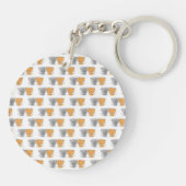 Schattige Fluffy Kittens Illustratie Cat Art Sleutelhanger (Achterkant)