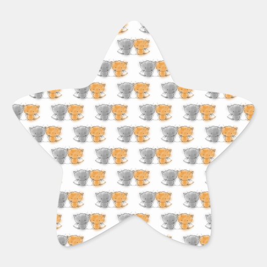 Schattige Fluffy Kittens Illustratie Cat Art Ster Sticker (Voorkant)
