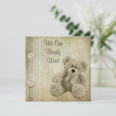 Schattige Fluffy Neutral Teddy-Baby shower Kaart (Staand voorkant)
