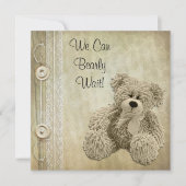 Schattige Fluffy Neutral Teddy-Baby shower Kaart (Voorkant)
