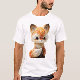 Schattige Fluffy Oranje Baby Vos Mannen T-shirt