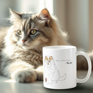 Schattige Fluffy Perzische Kat Grappige Miauw Blau Koffiemok