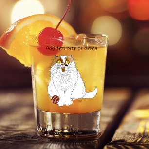 Schattige Fluffy Perzische Kat Grappige Miauw Blau Shot Glas