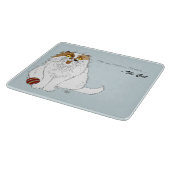 Schattige Fluffy Perzische Kat Grappige Miauw Blau Snijplank (Hoek)