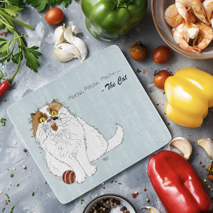 Schattige Fluffy Perzische Kat Grappige Miauw Blau Snijplank