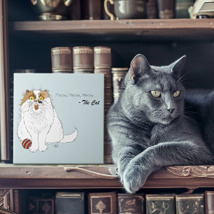 Schattige Fluffy Perzische Kat Grappige Miauw Blau Tegeltje