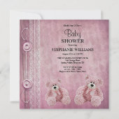 Schattige Fluffy Pink Teddy Baby shower Kaart (Achterkant)