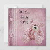 Schattige Fluffy Pink Teddy Baby shower Kaart (Voorkant)