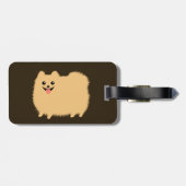 Schattige Fluffy Pomeranian met Tekst Bagagelabel (Achterkant horizontaal)