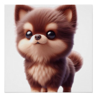 Schattige Fluffy Puppy � Aardig Hond Ontwerp Perfect Poster