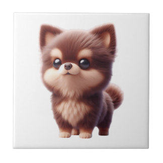 Schattige Fluffy Puppy � Aardig Hond Ontwerp Tegeltje