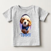 Schattige Fluffy Puppy met Cute Blue Bow Stropdas (Voorkant)