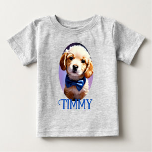 Schattige Fluffy Puppy met Cute Blue Bow Stropdas