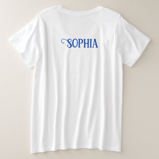 Schattige Fluffy Puppy met Cute Blue Bow Stropdas Grote Maat T-shirt (Design achterkant)