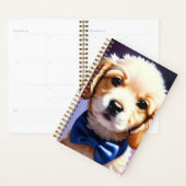 Schattige Fluffy Puppy met Cute Blue Bow Stropdas Planner (Display)
