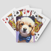 Schattige Fluffy Puppy met Cute Blue Bow Stropdas Pokerkaarten (Achterkant)